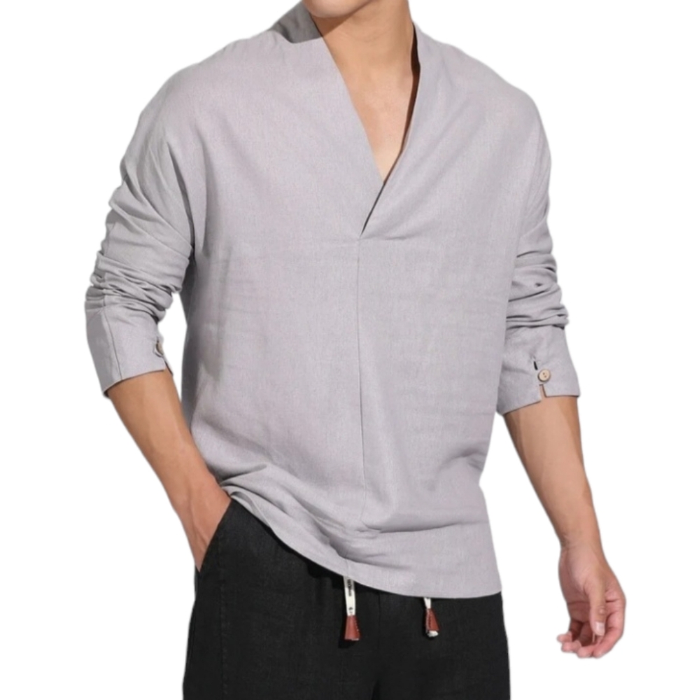 Kidoriman Men's Shinu Sleeve Shirt Japenese Inspired Linen Blend Size Large
